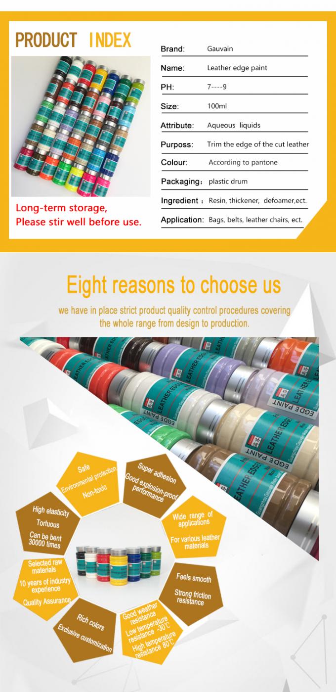 Professional Water Based Natural  Leather PU Belts Handbags Remarkable Adhesion Edge Colorant 2